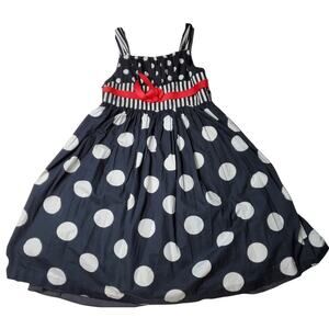 Bonnie Jean Black & White Polka Dot Spaghetti Strap Girl party Dress 10 1252